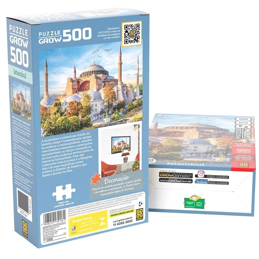 Jogo Quebra Cabeca Puzzle 500 Pecas Istambul +10 Anos Grow – Papelaria  Pigmeu